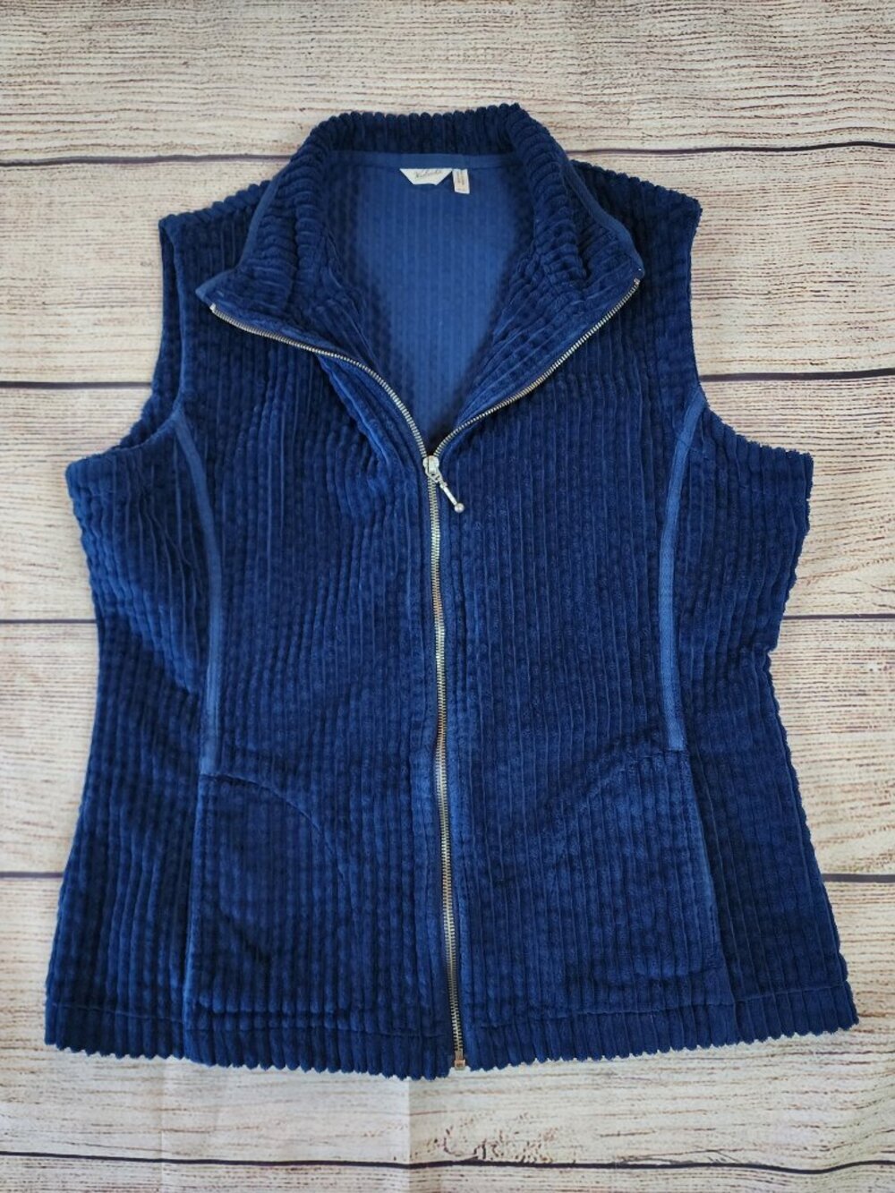Woolrich Wide Wale Vest Womens Medium Blue Corduroy Cotton Full Zip Ribbed Retro